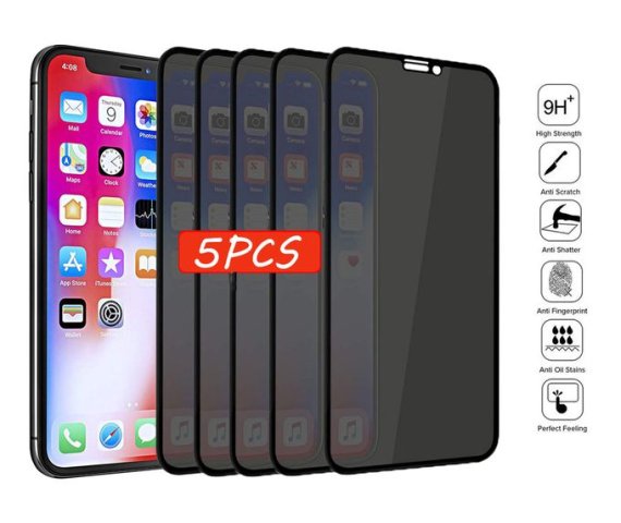 1-5 Pack Privacy Screen Protectors for iPhone 13, 12 Pro Max, 11 Pro, XS Max, XR, X, SE 2020, Mini, 7, 8, 14 Plus – Anti-Spy Protective Glass
