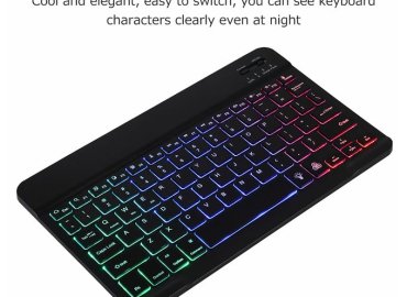 10-Inch Ultra-Thin Rechargeable Wireless Bluetooth Keyboard with Mixed Lighting