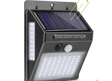 100-LED Three-Sided High-Brightness Outdoor Solar Wall Lamp with Human Body Induction and Light Sensor Control, IP65 Waterproof (L6.90 x W3.75 x H4.52 inches) – TVX3791