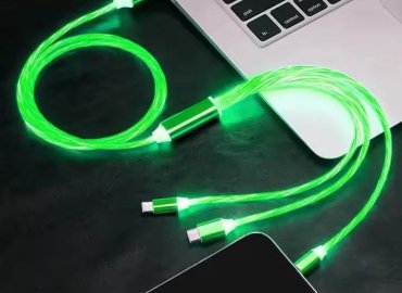 120W Super Fast Charger 6A 3-in-1 LED USB Cable with Luminous Flowing Light – Green