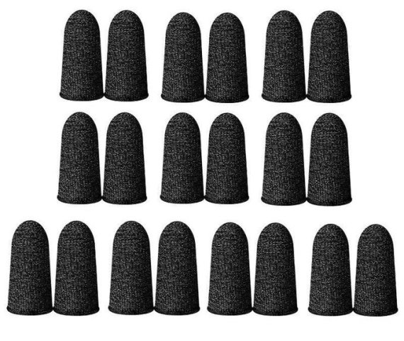 20 Pieces (10 Pairs) Breathable Finger Sleeves for Gaming Touchscreen – Silver Fiber Thumb Covers for PUBG and Mobile Games
