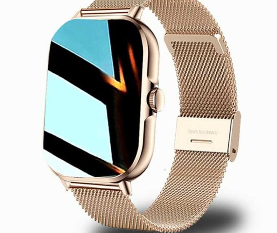 2.09-Inch Smartwatch with Full Touch Screen – Business Style Gold Steel Band