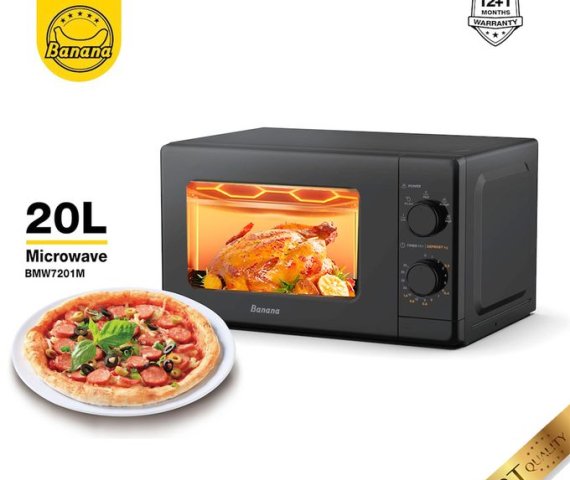 20L Black Microwave Oven – Banana