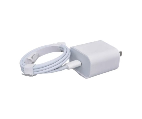 20W Two-Pin Fast Charger with Type C Cable for iPhones – White