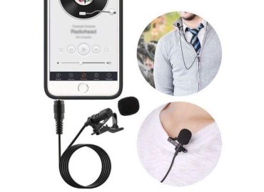 3.5mm Wired Clip-On Lapel Microphone with Hands-Free Condenser