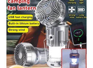 6-in-1 Compact Outdoor LED Camping Lantern with Fan