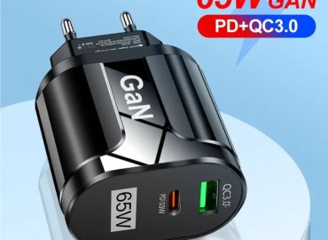 65W GaN PD Fast Charging Wall Charger, USB Laptop Adapter – EU Plug