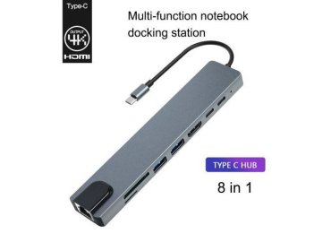8-in-1 USB Type-C Hub Splitter Adapter with Multiple Ports