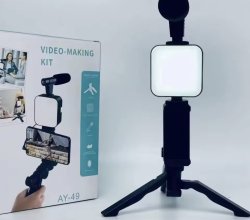 Smartphone Vlogging Kit With Tripod Phone Holder Mini Microphone LED Fill Light