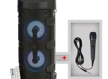 Black Bluetooth Portable Speaker with Remote – Includes FREE Microphone