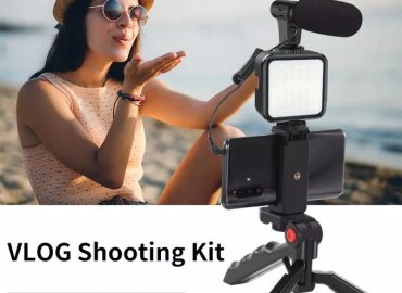 Black Mini Tripod Stand Professional Vlogging Video Shooting Kit