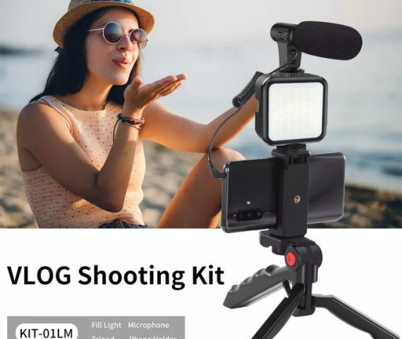 Black Mini Tripod Stand Professional Vlogging Video Shooting Kit