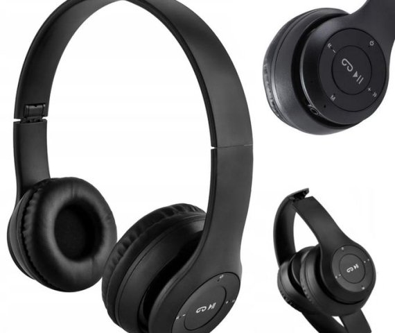 Black P47 Foldable Wireless Bluetooth Headphones