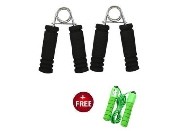 Black Pair of Reflexology Hand Grips with Jump Rope