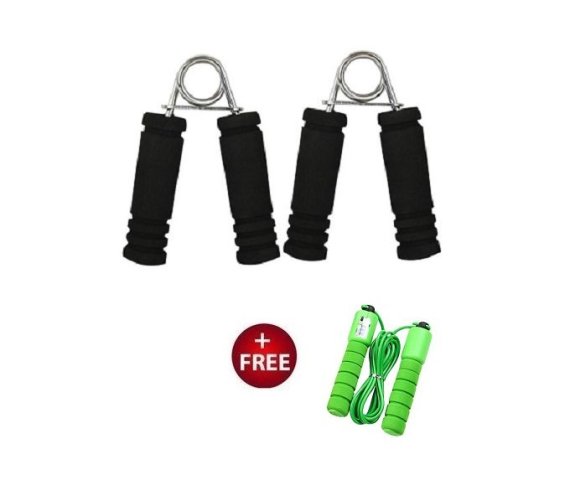 Black Pair of Reflexology Hand Grips with Jump Rope