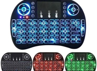 Black Rechargeable Mini Wireless Keyboard with 2.4GHz Backlit Touchpad