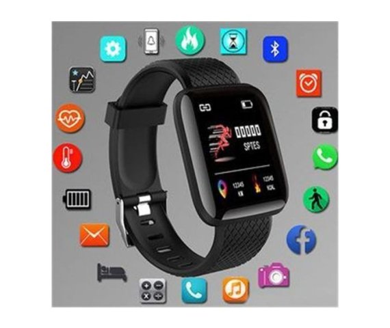 Black Smart Watch with Color Display and Sports Message Alerts