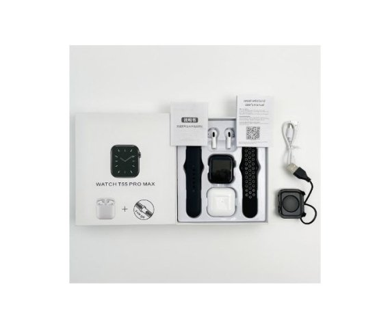 Black T55 Smart Watch with Bluetooth Headset – Two-in-One Device