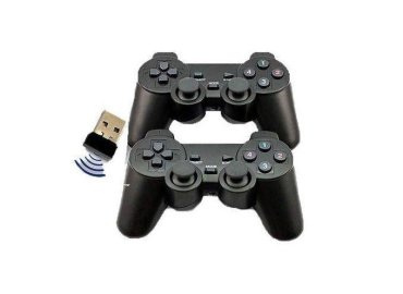 Black Twin Wireless Vibration Game Controllers