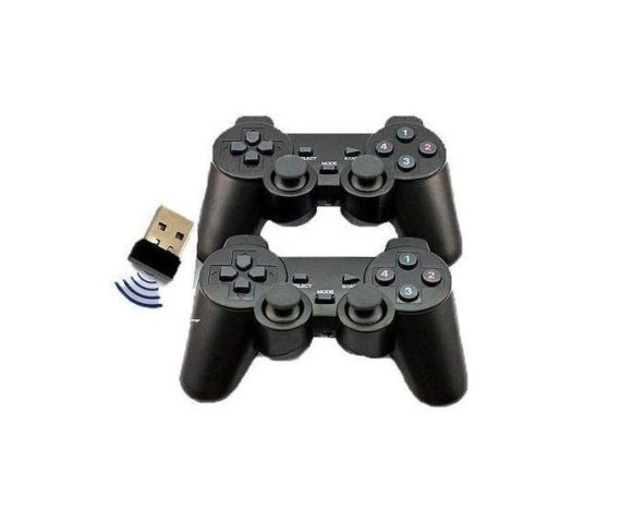 Black Twin Wireless Vibration Game Controllers