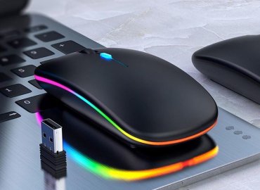 Black Ultra-Slim Wireless Mouse with 2.4G Rechargeable Feature