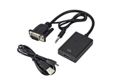 Black VGA to HDMI Adapter Cable with Audio Output