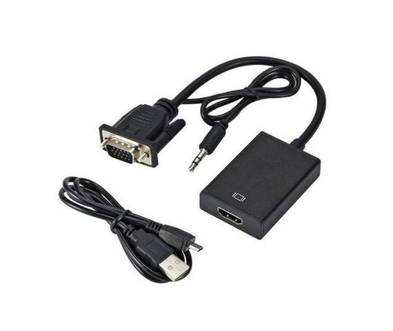 Black VGA to HDMI Adapter Cable with Audio Output