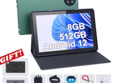 Cidea 10-Inch Android 12 Tablet for Adults with SIM, 8GB RAM + 512GB Storage, Keyboard Included (Green)