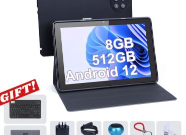 Cidea Adult Tablet, 10-Inch Android 12 with SIM, 8GB RAM + 512GB Storage, Keyboard TabPC (Black)