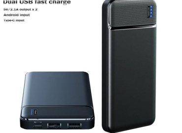 Compact 10000mAh Fast Charging Power Bank – Black