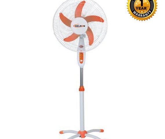 Delron 16-Inch DSF-45 Standing Fan – White and Orange