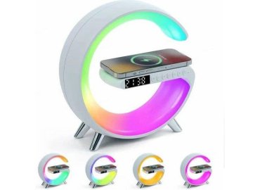 G-Shaped Multi-Function Lamp and Bluetooth Speaker with Wireless Charging Capability