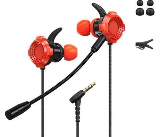 G7 Universal 3.5mm Wired In-Ear Gaming Headphones with Microphone – Red