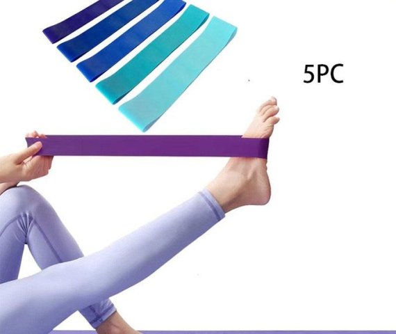 Genetic Set of 5 Elastic Multicolor Resistance Loop Bands for Sports and Exercise