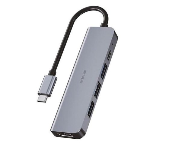 Gray 5-in-1 Type-C Adapter 4K by Green Lion