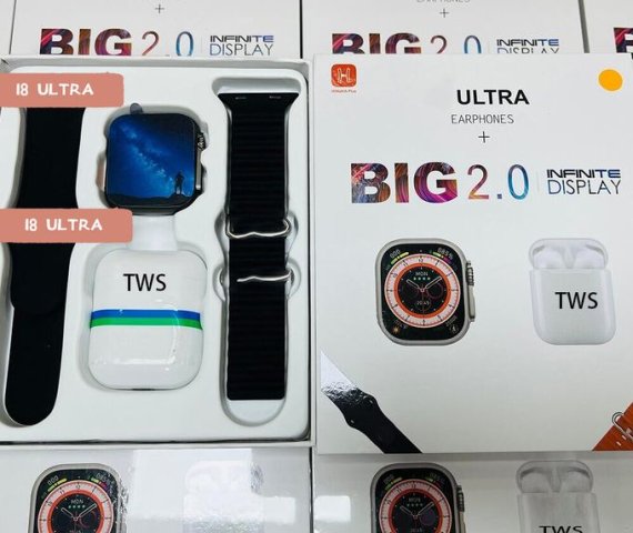 I8 Ultra Series 8 Smartwatch with Two Straps and TWS Bluetooth Earbuds