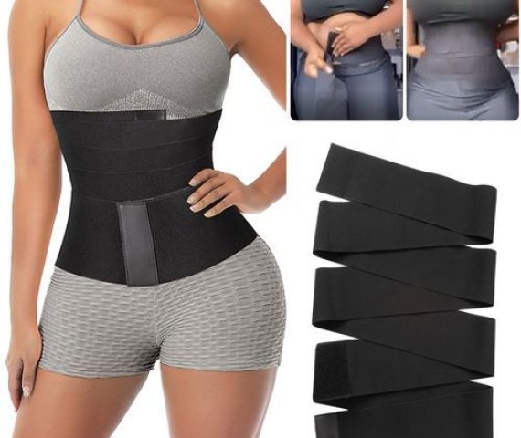 JMA Black 6m Tummy Belly Wrap Waist Trainer
