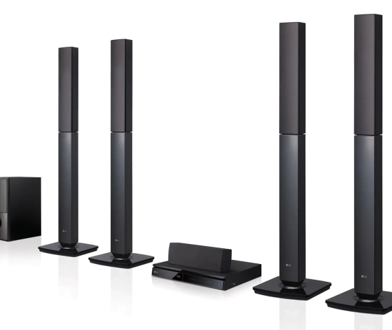 LG 1000W 5.1 Channel Home Theater System with Jersey Speakers, 4 Tall Boy Speakers, and Front-Firing Subwoofer