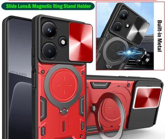 Magnetic Ring Stand Armor Cover Slide Lens Case for Infinix Hot 30i, Hot 40 Pro 4G, 40i, Note 30i, and Zero 30 5G