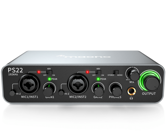 Maono PS22 Audio Interface for Recording, Music Creation, and Guitar Use
