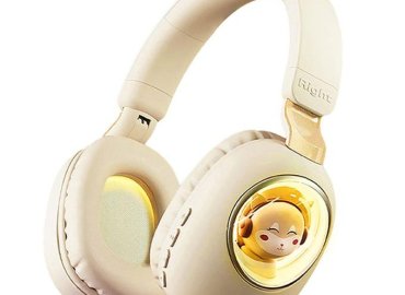 MS-B4 Adorable Cat Wireless Bluetooth Headphones with HD Stereo and RGB Lights – Perfect Music Headset Gift for Girls and Kids in Yellow