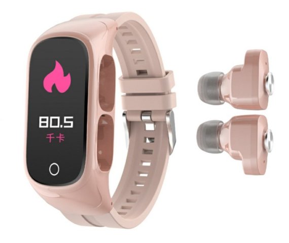 N8 Dual-Function Smart Watch with TWS Earbuds (L2.52 x W1.12 x H0.61 inches) – Pink