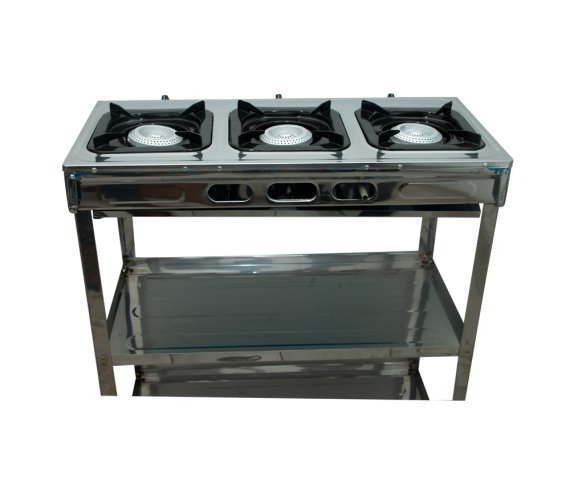 NASCO Silver 3-Burner Gas Stove, Model NASGS-K332FS