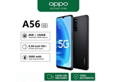 Oppo A56 Black – Brand New 5G Smartphone with 6.5-inch Display, 8GB RAM, 128GB/256GB Storage, 5000mAh Battery, Android Features, and Free Accessories at a Discounted Price