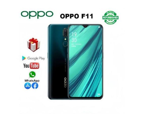 Oppo F11 A9 Smartphone – Like New with Discount, Green Color, 4G, 64GB Storage, 128GB Capacity, 6GB RAM, 6.49-inch 60Hz LCD Display, 48MP + 16MP Quad Rear Camera, 5000mAh…