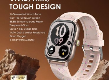 Oraimo Watch 5 Pink Smart Watch with 2.01” HD Panda Glass and 1ATM Water Resistance