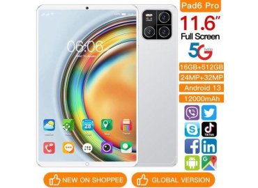 Popular Pad6pro Tablet PC with Android 12, 512GB Storage, 11.6-Inch Large Screen, and Eye Protection Features