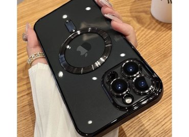 Premium Clear Magnetic MagSafe Wireless Charging Case for iPhone 14 Plus, 13, 12, 11 Pro Max – Black Silicone Cover