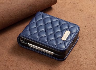 Premium Leather Case for Samsung Galaxy Z Flip 4 3 5G – Blue