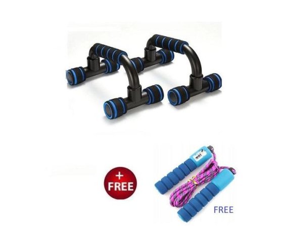 Set of 2 Push Up Bars – Black with Complimentary Jump Rope